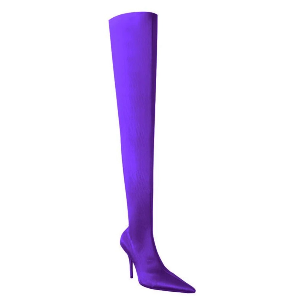 Super Pointed Toe Basic Over The Knee Sock Boots - Size 42